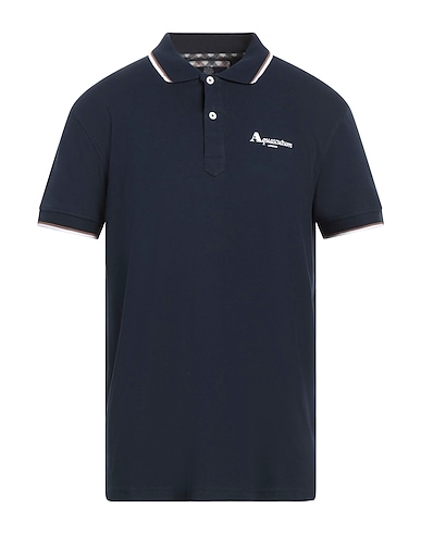 AQUASCUTUM ACTIVE Polo shirt Midnight blue 96% Cotton, 4% Elastane