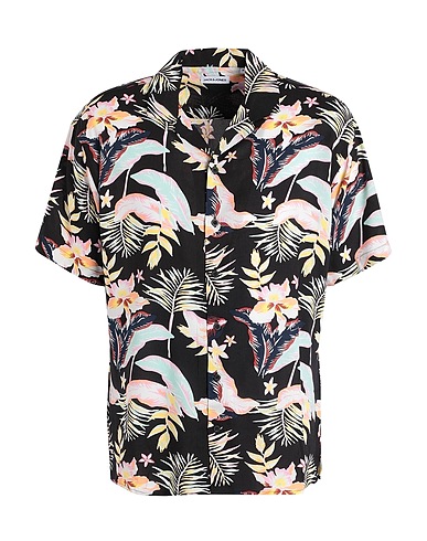 JACK & JONES Camicia fantasia Nero 100% Livaeco di Birla Cellulose™