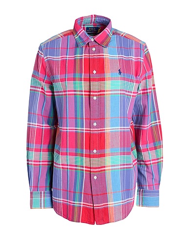 POLO RALPH LAUREN Camicia a quadri Magenta 100% Cotone