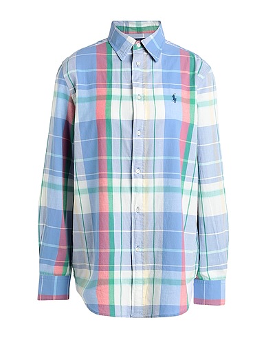 POLO RALPH LAUREN チェック柄シャツ ライトブルー コットン 100%