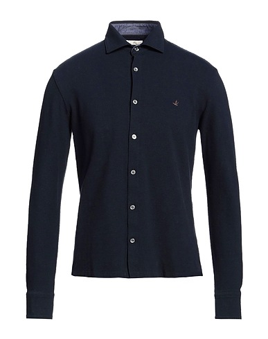 BROOKSFIELD Solid colour shirt Midnight blue 100% Cotton
