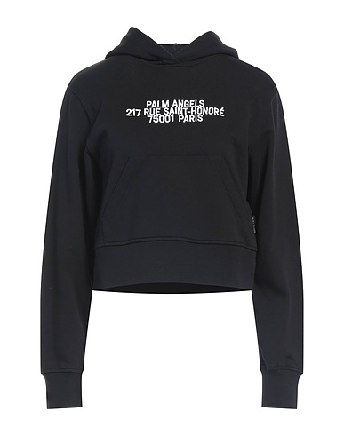 PALM ANGELS Hooded track jacket  Black 100% Cotton, Elastane, Polyester