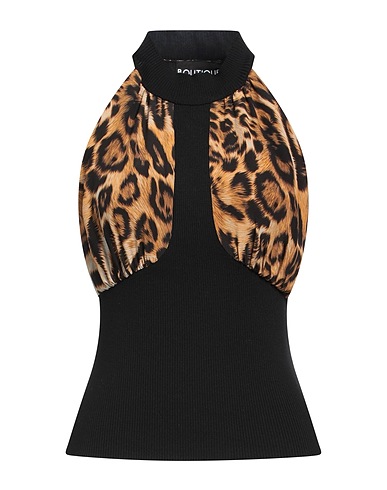 BOUTIQUE MOSCHINO Silk top Black 100% Silk, Virgin Wool, Polyamide, Elastane