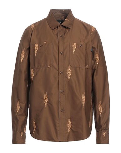 HUF Camicia fantasia Marrone 100% Cotone