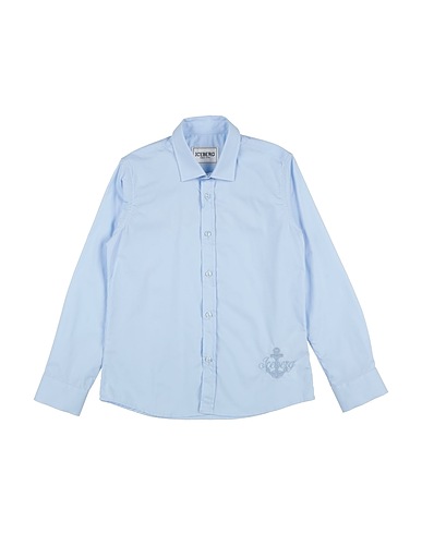 ICEBERG Solid colour shirt Sky blue 97% Cotton, 3% Elastane