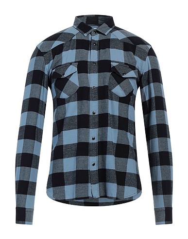 STILOSOPHY Checked shirt Light blue 100% Cotton
