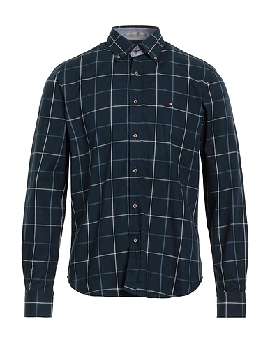 WEBB & SCOTT CO. Checked shirt Navy blue 100% Cotton