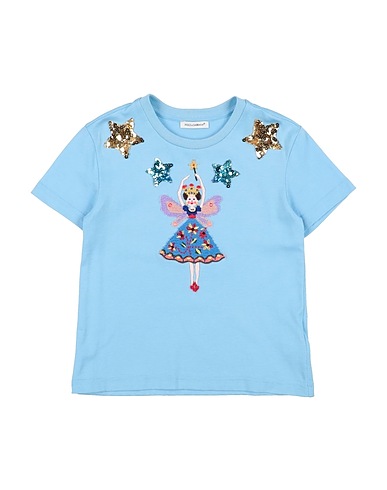 DOLCE&GABBANA T-shirt Sky blue 100% Cotton, Viscose, Polyester, Polyamide