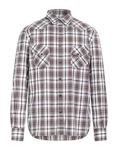 ISAIA Checked shirt Dark brown 100% Cotton