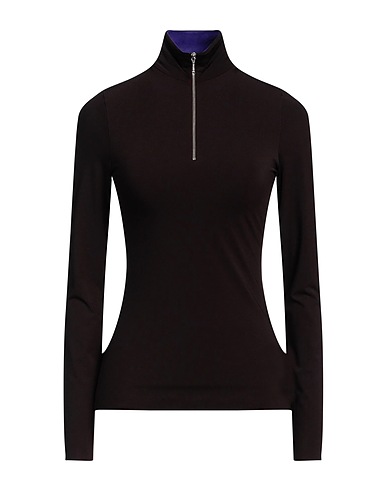 TORY BURCH T-shirt Dark brown 88% Polyamide, 12% Elastane