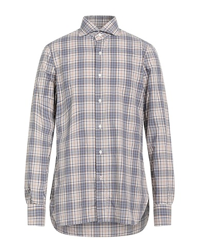 ISAIA Checked shirt Beige 100% Cotton