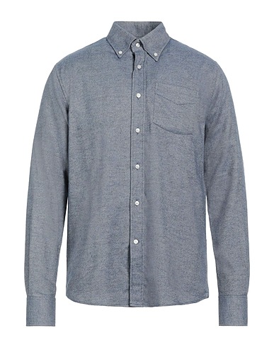 DEPERLU Camicia tinta unita Blu 100% Cotone