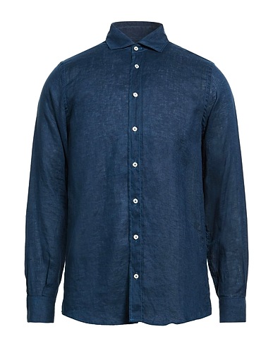 LIU •JO MAN Einfarbiges Hemd Blau 100% Leinen