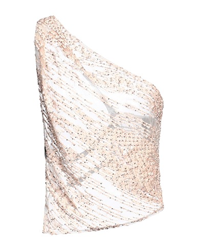 DSQUARED2 One-shoulder top Light pink 100% Polyester, Glass, Cow leather