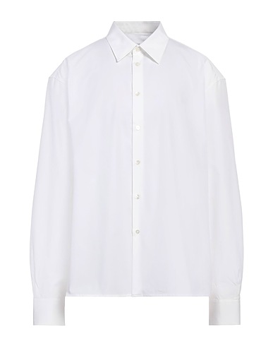 LANVIN Solid colour shirt White 100% Cotton, Mother-of-pearl