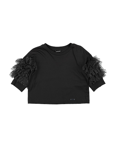 MONNALISA T-shirt NERO 100% Cotton, Polyester