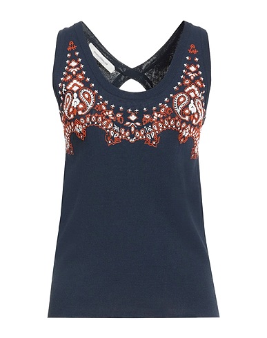 CEDRIC CHARLIER Tank top Navy 75% Viscose, 25% Polyamide