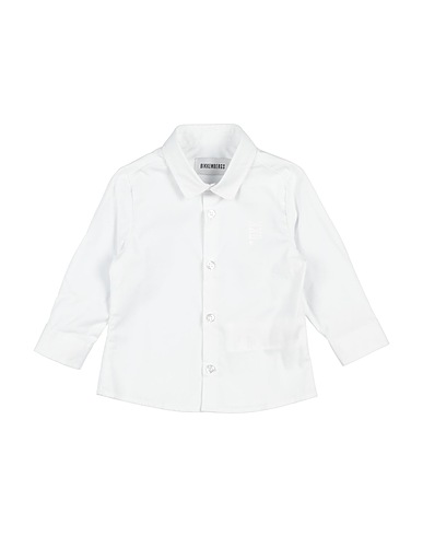 BIKKEMBERGS Solid colour shirt White 97% Cotton, 3% Elastane