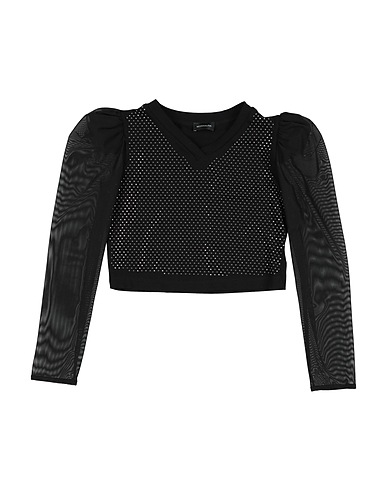 MONNALISA Top Black 93% Cotton, 7% Elastane, Polyamide