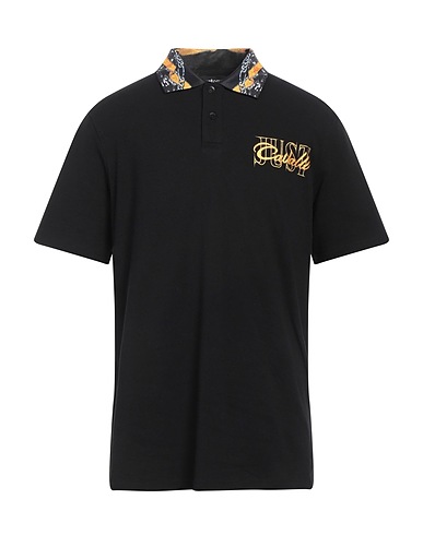 JUST CAVALLI Polo shirt Black 100% Cotton, Polyester, Lyocell