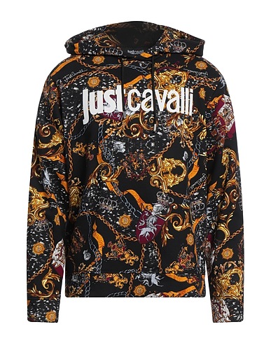 JUST CAVALLI Hooded track jacket  Black 100% Cotton