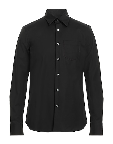 LANVIN Solid colour shirt 97% Cotton, 3% Elastane, Mother-of-pearl