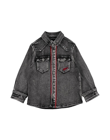 MONNALISA Denim shirt Black 74% Cotton, 25% Polyester, 1% Elastane