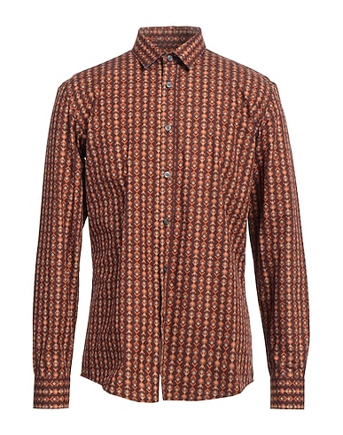 GREY DANIELE ALESSANDRINI Patterned shirt Brown 100% Cotton