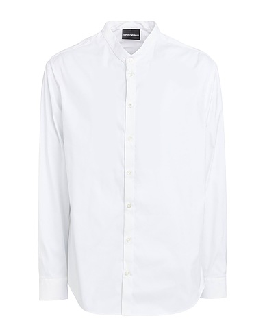EMPORIO ARMANI Solid color shirt White 69% Cotton, 27% Polyamide, 4% Elastane