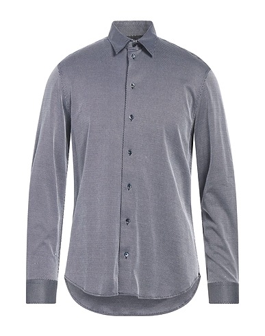 EMPORIO ARMANI Patterned shirt Midnight blue 77% Cotton, 23% Polyester