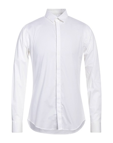 EMPORIO ARMANI Solid colour shirt White 97% Cotton, 3% Elastane