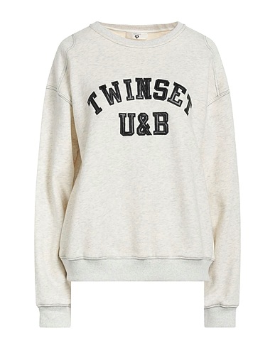 TWINSET Sweatshirt Ivory 90% Cotton, 10% Polyester, Elastane