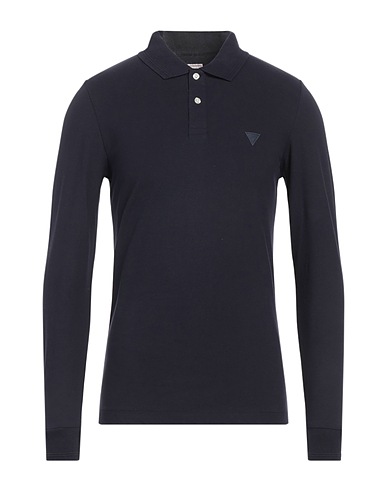 GUESS Polo shirt Midnight blue 95% Cotton, 5% Elastane