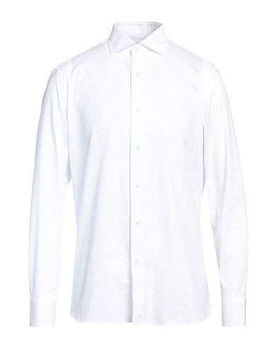 CARUSO Solid color shirt White 100% Cotton
