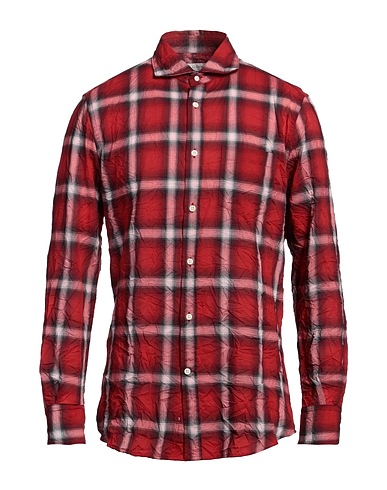GLANSHIRT Checked shirt Brick red 65% Polyester, 35% Cotton