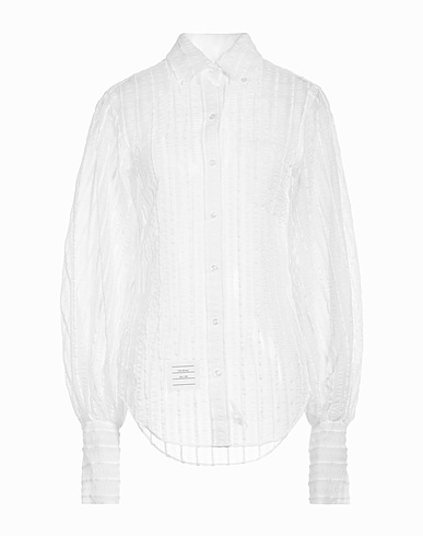 THOM BROWNE Camicie e bluse tinta unita Bianco 66% Poliammide, 17% Cotone, 17% Acetato, Seta