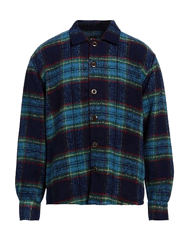 BRAIN DEAD Checked shirt Midnight blue 60% Polyester, 40% Nylon