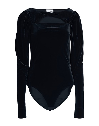GANNI TOPWEAR Black 94% Recycled polyester, 6% Elastane