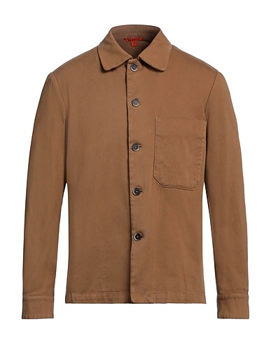 BARENA Solid color shirt Camel 98% Cotton, 2% Elastane