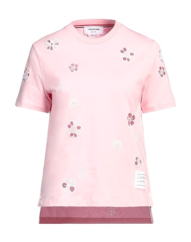 THOM BROWNE T-shirt Pink 80% Cotton, 10% Silk, 10% Other Fibres, Elastane