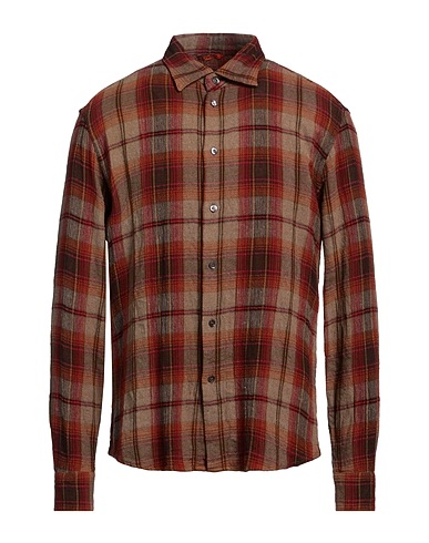 BARENA Checked shirt Khaki 58% Cotton, 25% Viscose, 14% Polyester, 3% Other Fibres