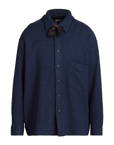 DESTIN Solid colour shirt Navy blue 67% Wool, 23% Cashmere, 10% Polyamide
