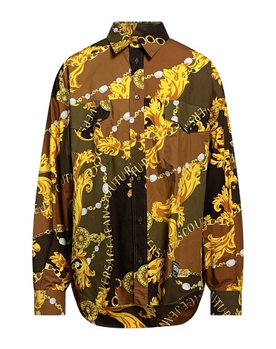 VERSACE JEANS COUTURE Patterned shirt Camel 100% Cotton