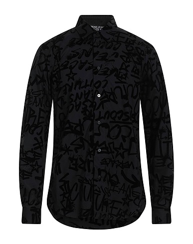 VERSACE JEANS COUTURE Solid colour shirt Black 100% Cotton, Polyamide