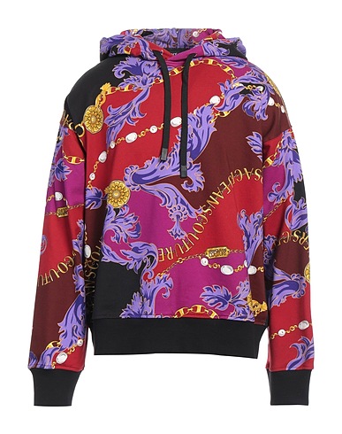 VERSACE JEANS COUTURE Hooded track jacket  Burgundy 100% Cotton, Elastane
