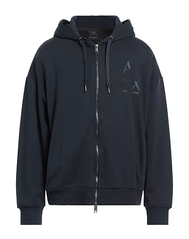 ARMANI EXCHANGE Hooded track jacket  Midnight blue 100% Cotton, Elastane
