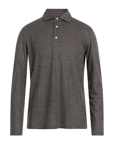 ISAIA Polo shirt Dark brown 100% Wool