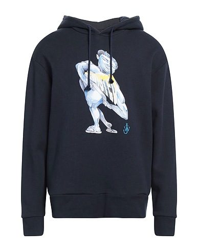 JW ANDERSON Hooded sweatshirt Midnight blue 100% Cotton, Elastane