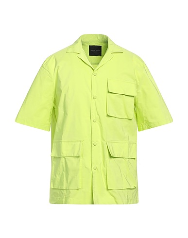 ROBERTO COLLINA Solid colour shirt Lime green 58% Polyester, 42% Cotton