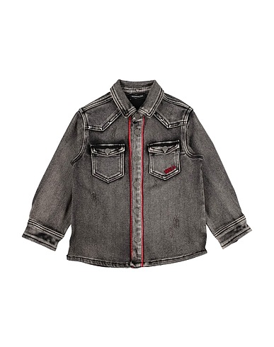 MONNALISA Denim shirt Black 74% Cotton, 25% Polyester, 1% Elastane
